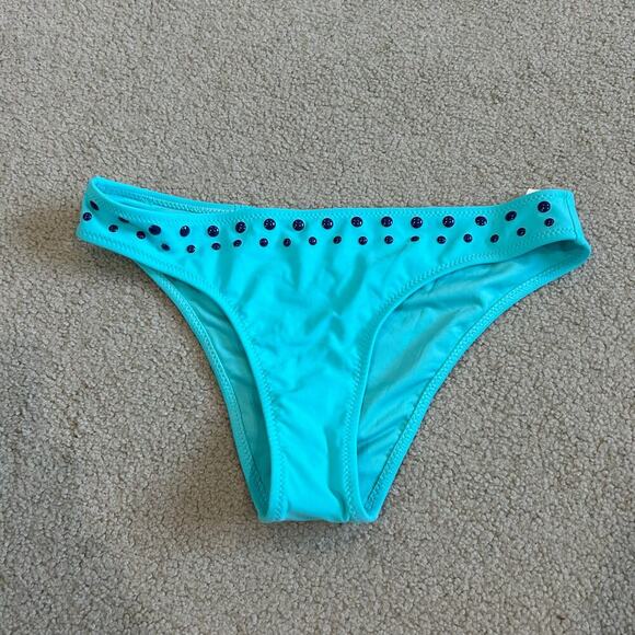 NWT Aerie Cheeky Bikini Bottom Springs Blue Swimsuit Swim Beach Surf Size S - Picture 3 of 6
